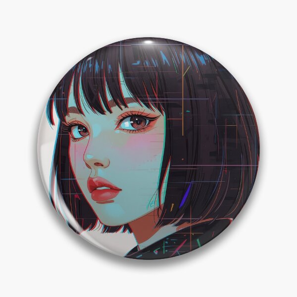 Item preview, Minimalist Anime Portrait with Digital Glitch Effects and Black Turtleneck designed and sold by Sergii Davydenko.