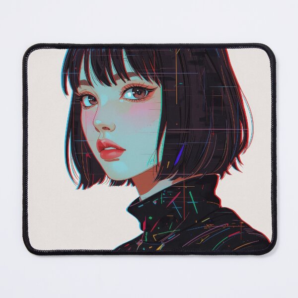 Item preview, Minimalist Anime Portrait with Digital Glitch Effects and Black Turtleneck designed and sold by Sergii Davydenko.