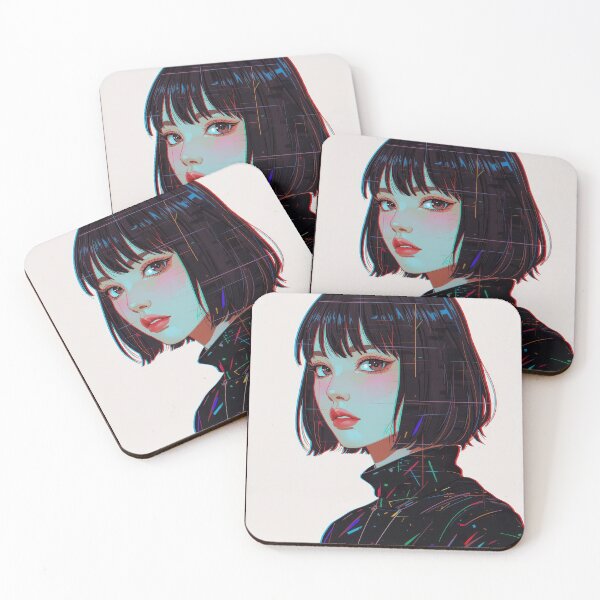 Item preview, Minimalist Anime Portrait with Digital Glitch Effects and Black Turtleneck designed and sold by Sergii Davydenko.