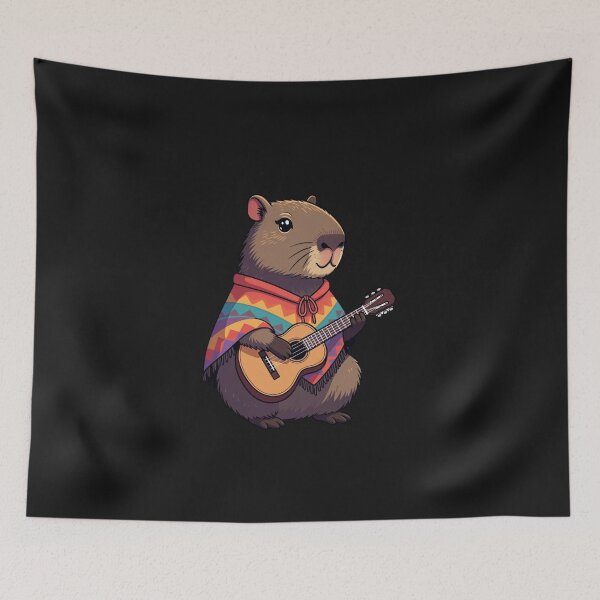 Item preview, Capybara Playing Guitar Cinco de Mayo  Poncho Animal Lover designed and sold by GrumpySableye.