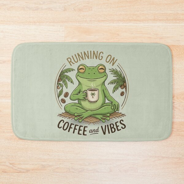 Item preview, Chill Frog Drinking Coffee - Running on Coffee and Vibes Aesthetic designed and sold by MoonVibe-studio.