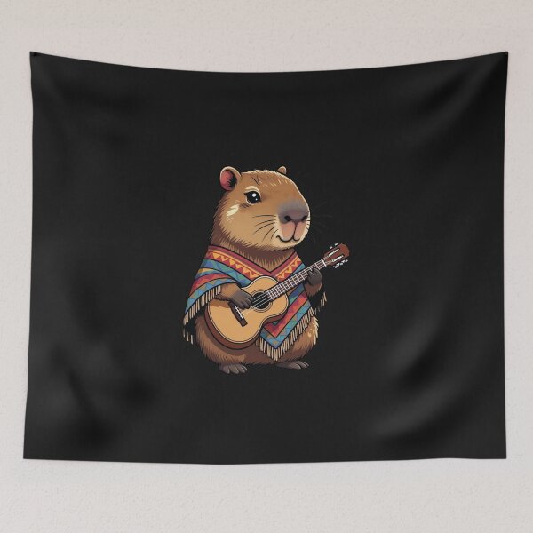 Item preview, Capybara Guitar Player Poncho Cinco de Mayo designed and sold by GrumpySableye.