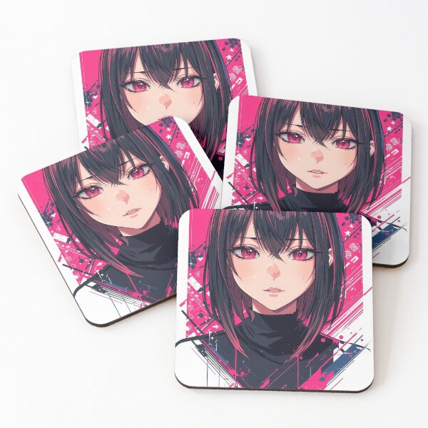 Item preview, Anime Girl Portrait with Neon Pink Highlights and Geometric Abstract Background designed and sold by Sergii Davydenko.