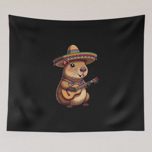 Item preview, Cinco De Mayo Groundhog Sombrero Guitar Musician designed and sold by GrumpySableye.