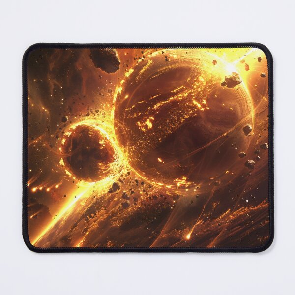 Item preview, Collision of two planets in glowing space designed and sold by CosmicGlyph.