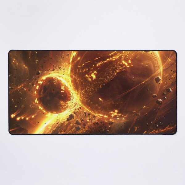 Item preview, Collision of two planets in glowing space designed and sold by CosmicGlyph.