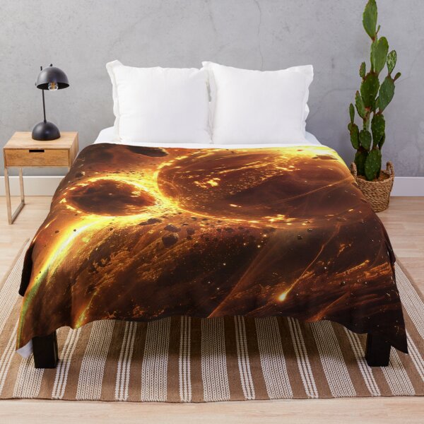 Item preview, Collision of two planets in glowing space designed and sold by CosmicGlyph.