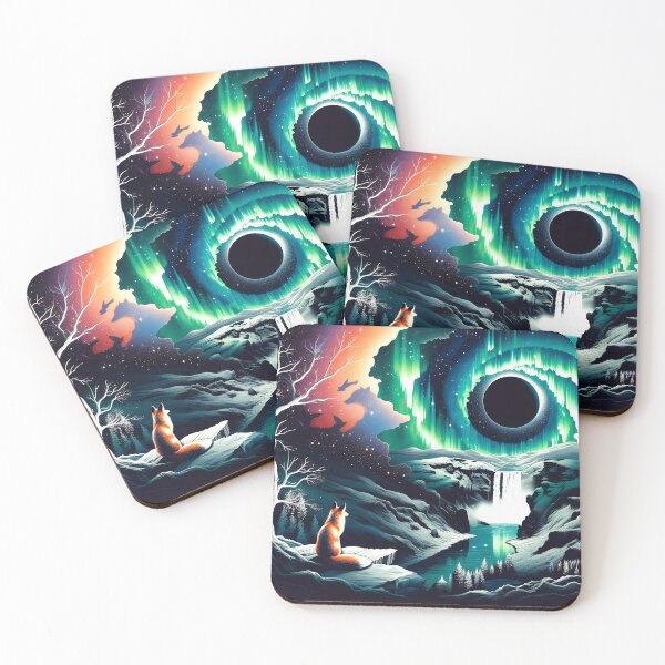 Item preview, Aurora Borealis Eclipse and Fox, Ai Generated Art   designed and sold by ACC .