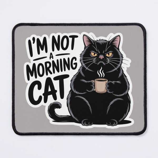 Item preview, Funny Not A Morning Cat Sticker - Grumpy Black Cat Coffee Gift designed and sold by RICHYON.