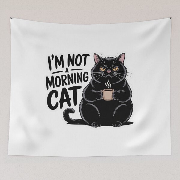 Item preview, Funny Not A Morning Cat Sticker - Grumpy Black Cat Coffee Gift designed and sold by RICHYON.
