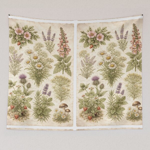 Item preview, Vintage Botanical Wildflowers & Herbs Illustration on Aged Paper designed and sold by Sybille-Yates.