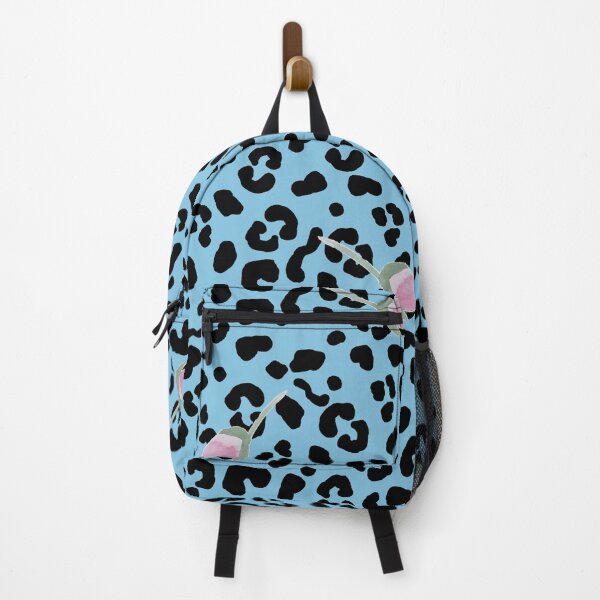 Item preview, Leopard & Pink Rosebud Print on Blue designed and sold by PoppeeFrost.