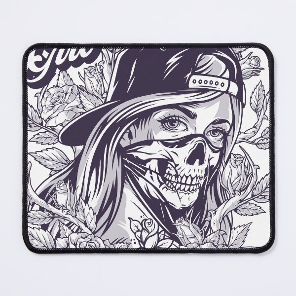 Item preview, Gangster Girl Skull – Dark Gothic Street Style Rebel Woman With Roses & Money Illustration designed and sold by Valisdesign.