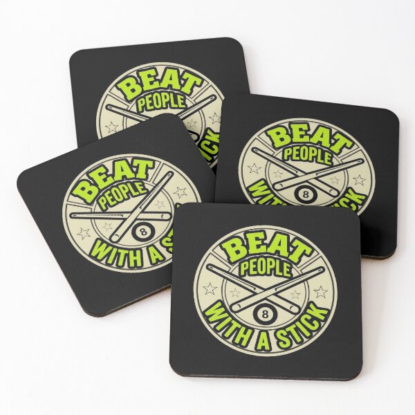Item preview, Funny Billiards Cue Sports Badge - Beat People with a Stick- Black designed and sold by ResonateUK.