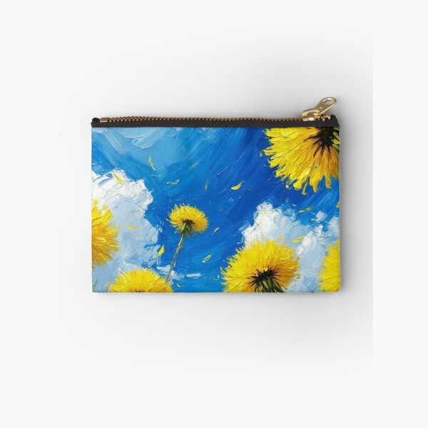 Item preview, Yellow Dandelion Flowers Under Blue Sky Oil Painting designed and sold by NovaPetal17.