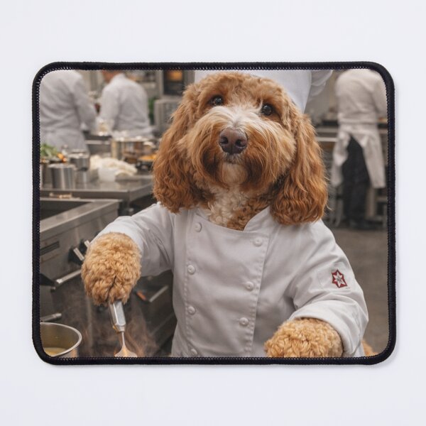 Item preview, Cockapoo Chef in a Flaming Kitchen Scene designed and sold by Paul Thompson Photography.