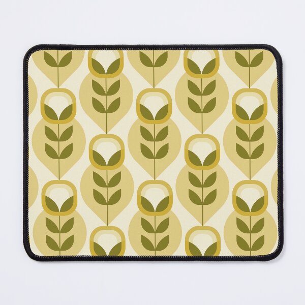 Item preview, Retro Mid Century Modern Flowers - Olive Green and Mustard Yellow designed and sold by JMgraphic.