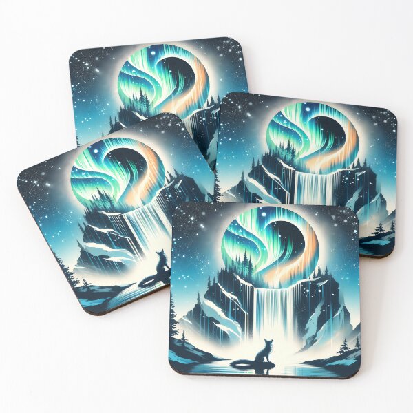 Item preview, Aurora Borealis Eclipse and Fox, Ai Generated Art   designed and sold by ACC .