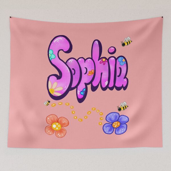 Item preview, Sophia Name Personalized gifts for women and girls Aesthetic Purple Floral with Cute Bumble Bee Illustration designed and sold by Artonmytee.