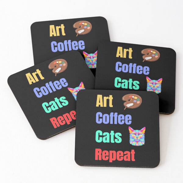 Item preview, Art Coffee Cats Repeat - vibrant colorful Artist & Cat Lover Design designed and sold by SihameArtify.