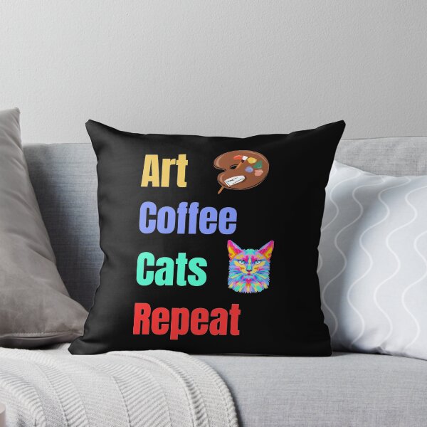 Item preview, Art Coffee Cats Repeat - vibrant colorful Artist & Cat Lover Design designed and sold by SihameArtify.