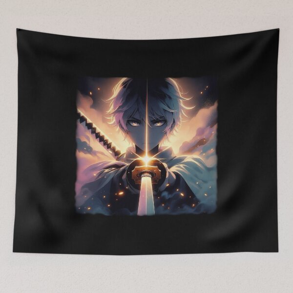 Item preview, Intense White-Haired Anime Swordsman with Glowing Katana designed and sold by MouradStudio.