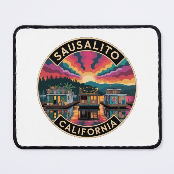 Item preview, Sausalito California: Colorful Houseboat Harbor Illustration designed and sold by CircinusStore.
