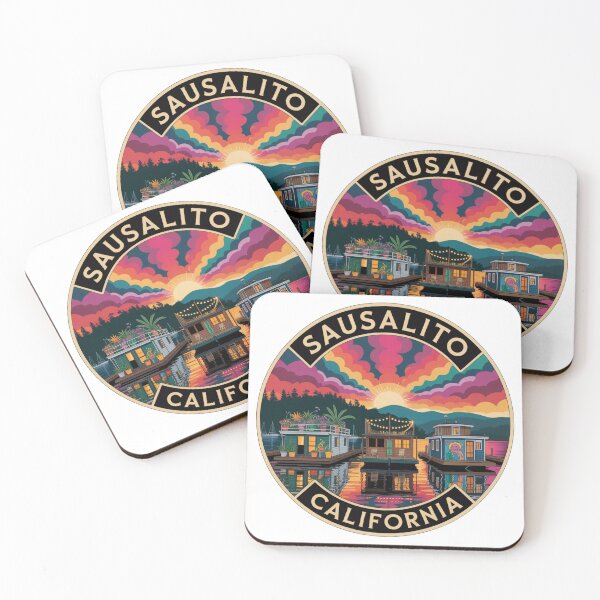 Item preview, Sausalito California: Colorful Houseboat Harbor Illustration designed and sold by CircinusStore.
