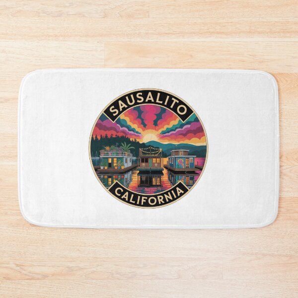 Item preview, Sausalito California: Colorful Houseboat Harbor Illustration designed and sold by CircinusStore.