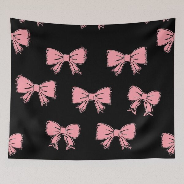 Item preview, Pink bow pattern on black – Coquette Bow Pattern Aesthetic Design designed and sold by LAtelierNoir.