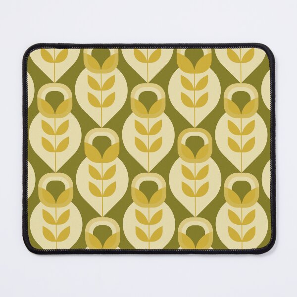Item preview, Retro Mid Century Modern Flowers - Olive Green and Mustard Gold designed and sold by JMgraphic.