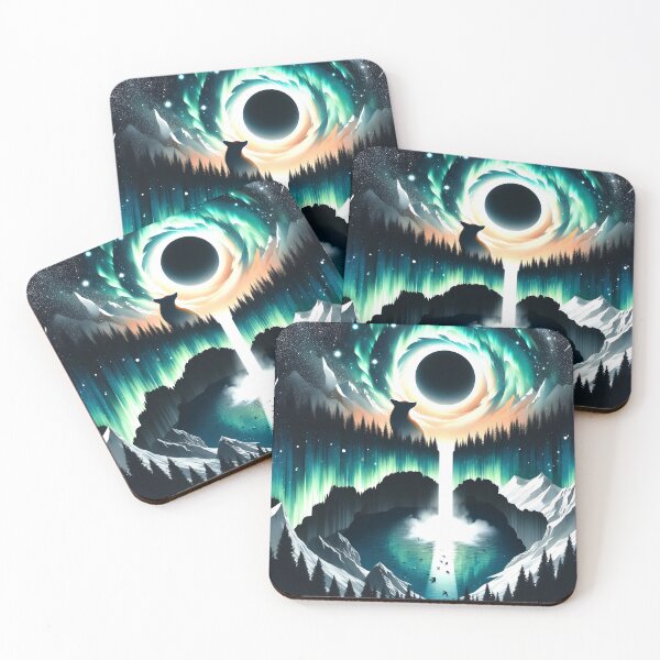Item preview, Aurora Borealis Eclipse and Fox, Ai Generated Art   designed and sold by ACC .