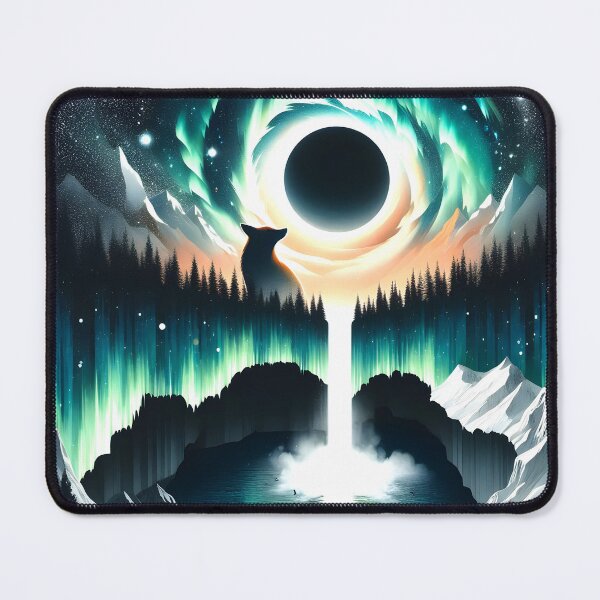 Item preview, Aurora Borealis Eclipse and Fox, Ai Generated Art designed and sold by ACC .