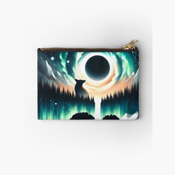 Item preview, Aurora Borealis Eclipse and Fox, Ai Generated Art   designed and sold by ACC .