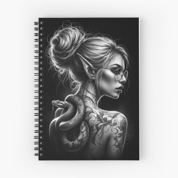 Item preview, Dark Elf Witch and Serpent Familiar – Gothic Fantasy Illustration designed and sold by Lykaon Art.