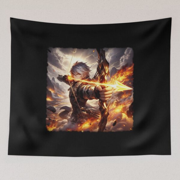 Item preview, Epic Anime Archer with Flaming Arrow | Dark Fantasy Art designed and sold by MouradStudio.