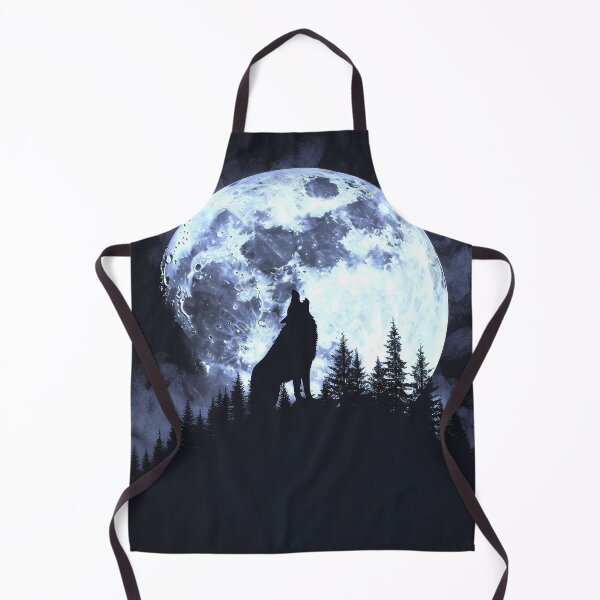 Artikelvorschau, Wolf vor Vollmond – Mystischer Wolf im Mondlicht mit Wald Silhouette entworfen und verkauft von CosmicGlyph.