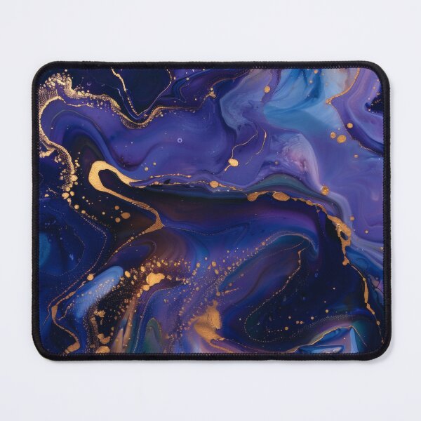 Item preview, Abstract Blue Gold Marble – Luxury Fluid Art with Gold Accents designed and sold by CosmicGlyph.