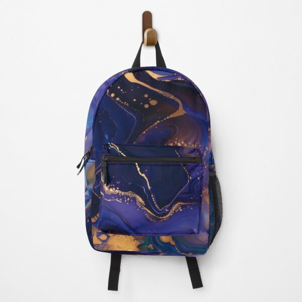 Item preview, Abstract Blue Gold Marble – Luxury Fluid Art with Gold Accents designed and sold by CosmicGlyph.