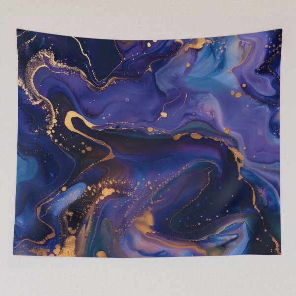 Item preview, Abstract Blue Gold Marble – Luxury Fluid Art with Gold Accents designed and sold by CosmicGlyph.