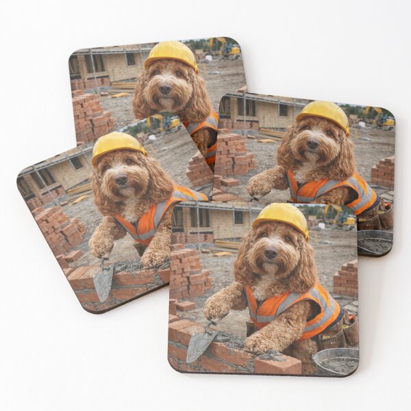 Item preview, Cockapoo Bricklayer on a Construction Site designed and sold by Paul Thompson Photography.