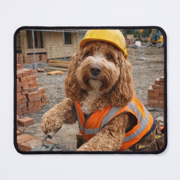 Item preview, Cockapoo Bricklayer on a Construction Site designed and sold by Paul Thompson Photography.