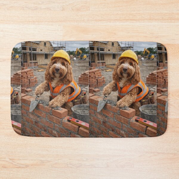 Item preview, Cockapoo Bricklayer on a Construction Site designed and sold by Paul Thompson Photography.