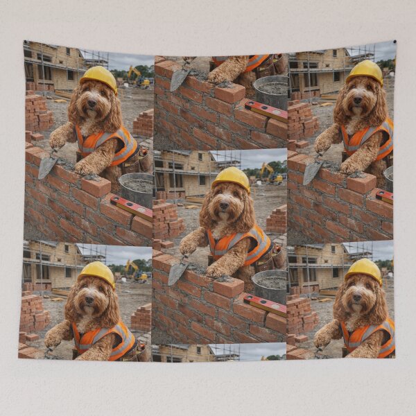 Item preview, Cockapoo Bricklayer on a Construction Site designed and sold by Paul Thompson Photography.