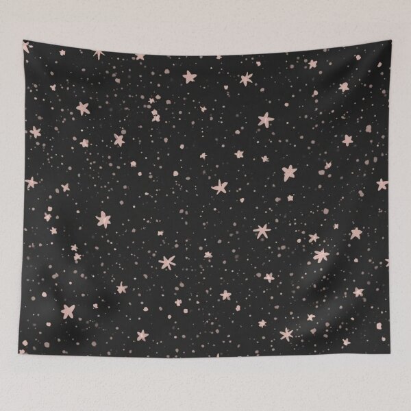 Item preview, Pink star pattern on black – minimalist starry sky designed and sold by LAtelierNoir.