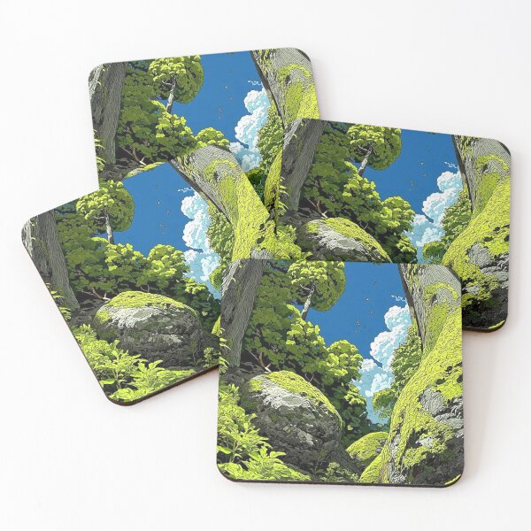 Item preview, Lush Green Forest and Mossy Rocks Nature Illustration designed and sold by NovaPetal17.
