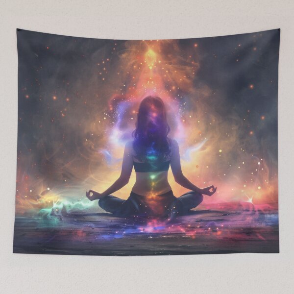 Item preview, Meditation in the Cosmos – Spiritual Chakra Energy and Yoga Design designed and sold by CosmicGlyph.