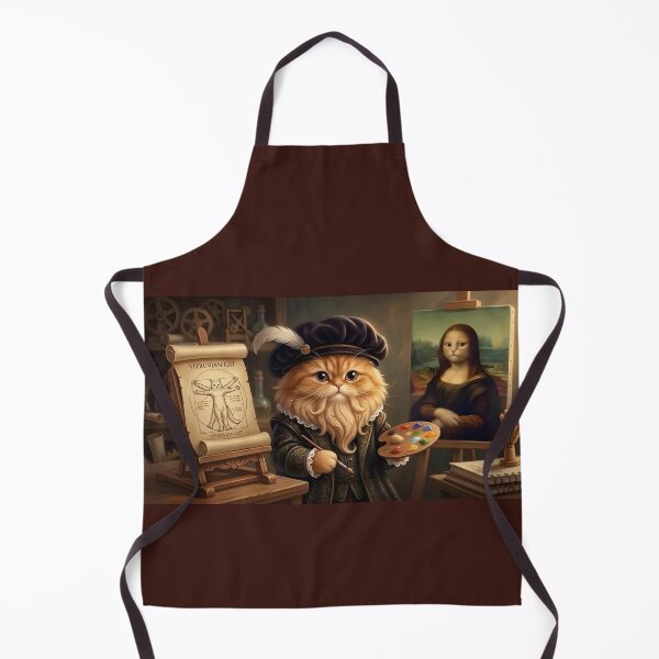 Item preview, Renaissance Cat Artist | Leonardo Da Vinci Style Ginger Cat | Funny Vitruvian Cat & Mona Lisa Art designed and sold by SergioMiklos.