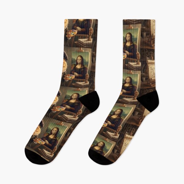 Item preview, Renaissance Cat Artist | Leonardo Da Vinci Style Ginger Cat | Funny Vitruvian Cat & Mona Lisa Art designed and sold by SergioMiklos.