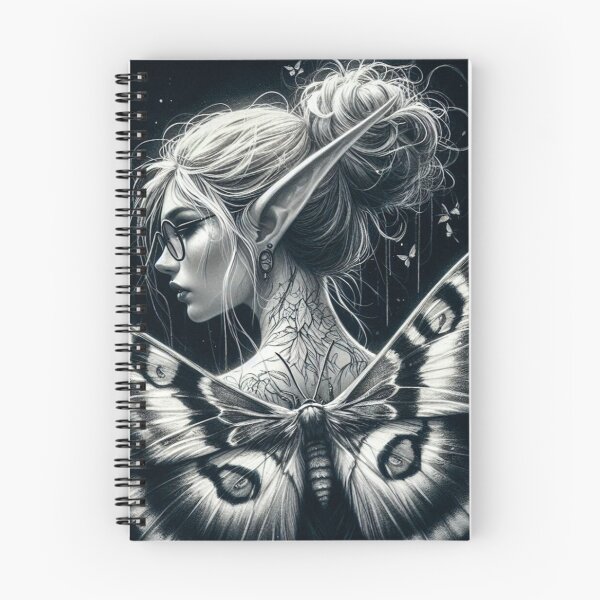 Item preview, Mystic Elf and Lunar Moth – Dark Fantasy Gothic Illustration designed and sold by Lykaon Art.